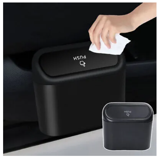 Car Mini Trash Bin with Push Lid – Compact & Leakproof Garbage Can for Vehicles