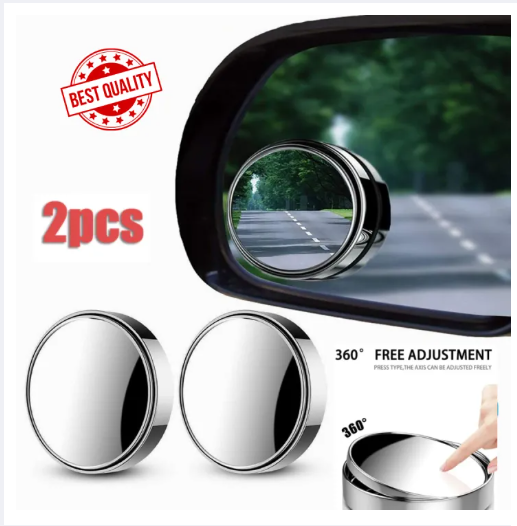 2PCS 360° Adjustable Blind Spot Mirrors – HD Wide Angle Safety Mirrors for Cars