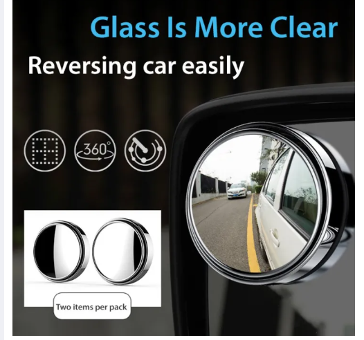 2PCS 360° Adjustable Blind Spot Mirrors – HD Wide Angle Safety Mirrors for Cars