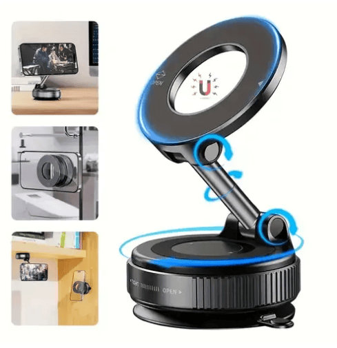 Foldable magnetic phone holder for vehicles