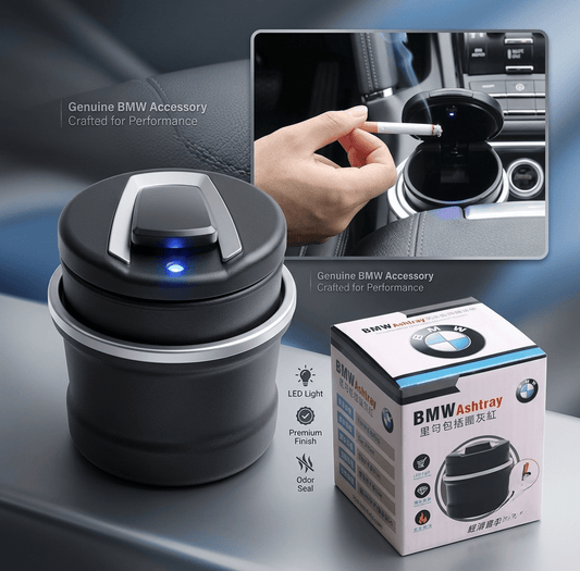 Premium matte black LED car ashtray with blue light